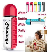 Water Bottle with Daily Pill Box